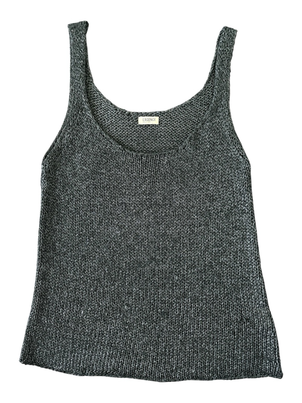 L’AGENCE Vivi Metallic Charcoal Knit Sweater Tank Top Small